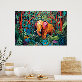 Coole olifant oerwoud liefhebbers poster
