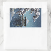 Coole oosterse japanse rivier kant winter scene ku rechthoekige sticker (Tas)