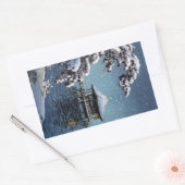 Coole oosterse japanse rivier kant winter scene ku rechthoekige sticker (Envelop)