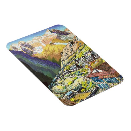 Coole oosterse Namche Bazar Tibet bergkunst Magneet (Rechterzijde)