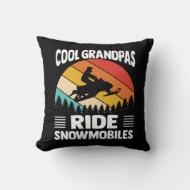 Coole opa's rijden op snowmobiles Vintage zonsonde Kussen
