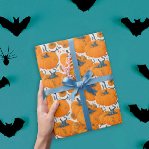 Coole Oranje Pompoenen Mooie Halloween Patroon Cadeaupapier