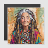 Coole oude dame in dreadlocks hippie vrouw (Voorkant / Achterkant)