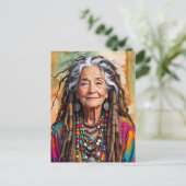 Coole oude dame in dreadlocks hippie vrouw briefkaart (Staand voorkant)