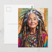 Coole oude dame in dreadlocks hippie vrouw briefkaart (Voorkant / Achterkant)