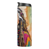 Coole oude dame in dreadlocks hippie vrouw thermosbeker (Geroteerd rechts)
