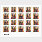 Coole oude dame in dreadlocks hippie vrouw vierkante sticker (Vel)