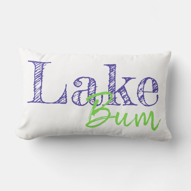 coole paarse en kalkgroene LAKE BUM-typografie Kussen (Voorkant)