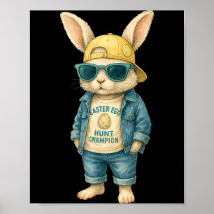 Coole paashaas met zonnebril voor jongens tieners poster