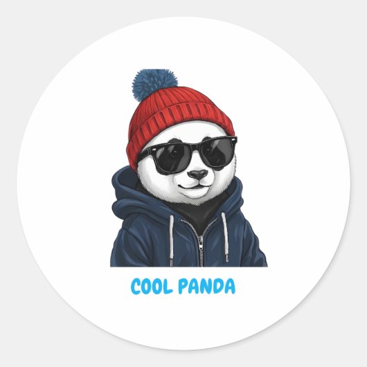 Coole Panda met Bril & Muts Ronde Sticker (Voorkant)