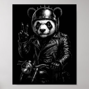 Coole Panda Punk Vredesteken Motor Poster