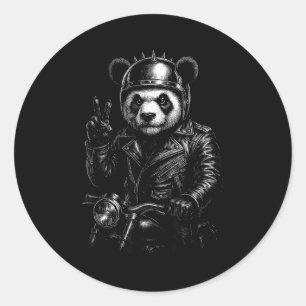 Coole Panda Punk Vredesteken Motor Ronde Sticker
