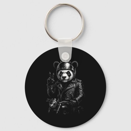 Coole Panda Punk Vredesteken Motor Sleutelhanger (Voorkant)