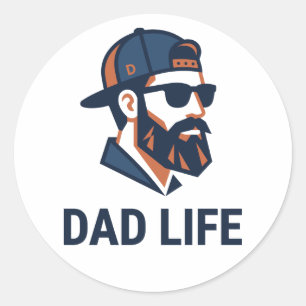Coole papa met zonnebril ronde sticker