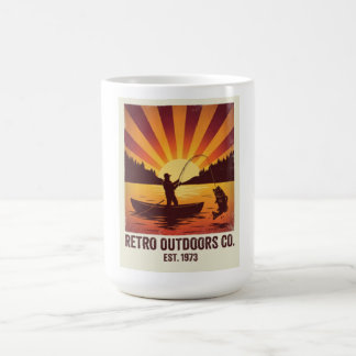 Coole Papa Vintage Vissen Retro Zonsondergang Koffiemok
