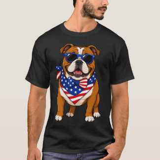 Coole patriottische Engelse Bulldog met Amerikaans T-shirt