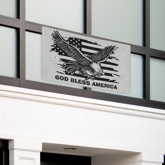 coole patriottische God Bless America Eagle Flag Spandoek (Buitenkant Gebouw)