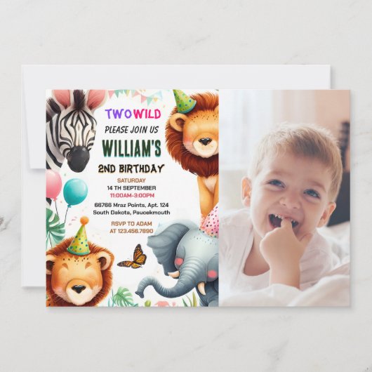 coole pic zebra safari In Twee De Wilde 2e Verjaar Kaart (Voorkant)