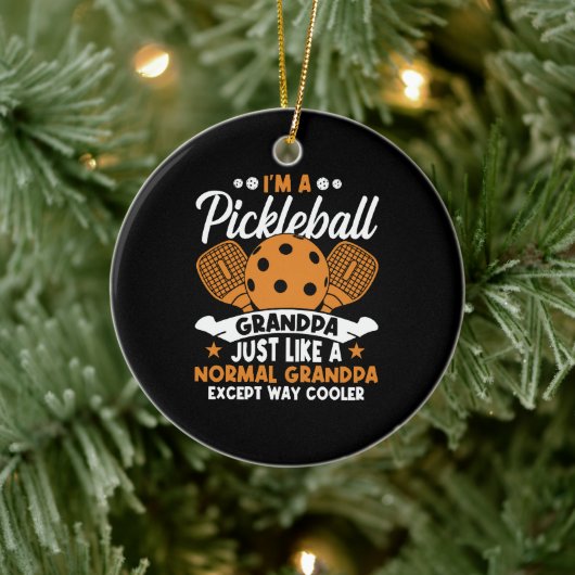 Coole Pickleball Opa Speler Keramisch Ornament (Boom)