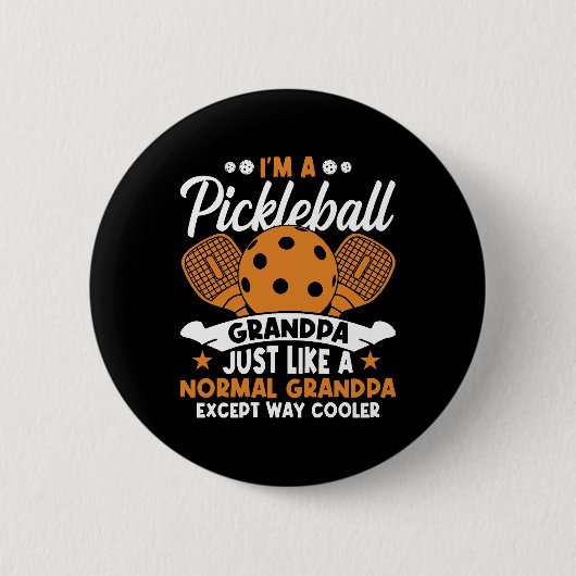 Coole Pickleball Opa Speler Ronde Button 5,7 Cm (Voorkant)