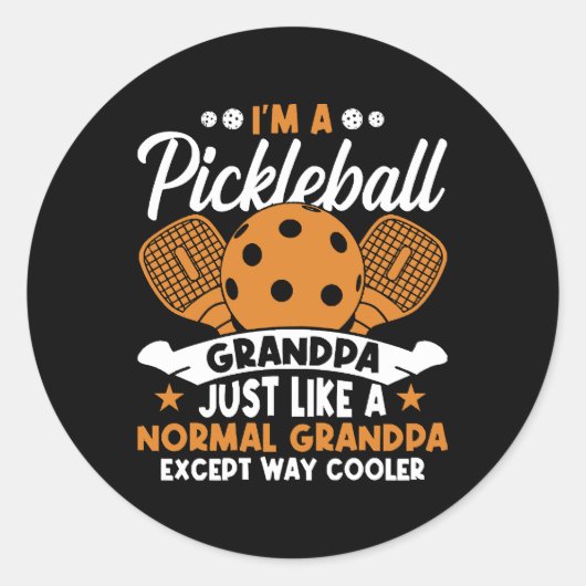 Coole Pickleball Opa Speler Ronde Sticker (Voorkant)