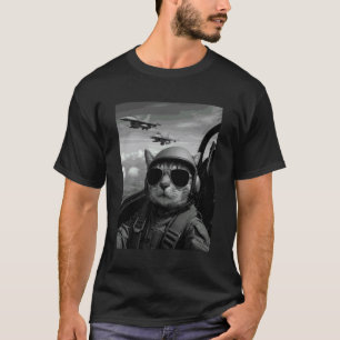 Coole Piloot Kat Selfie Gevechtsjets Humor Grafisc T-shirt
