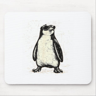 Coole pinguïn die een vintage dier met zonnebril d muismat