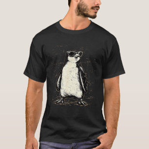 Coole pinguïn die een zonnebril draagt vintage die t-shirt