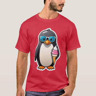 Coole pinguïn met ijshoorntje en zonnebril t-shirt