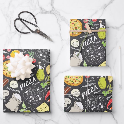 coole pizza party inpakpapier vel (Voorkant)