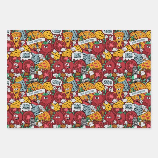 coole pizza party inpakpapier vel (Voorkant 2)