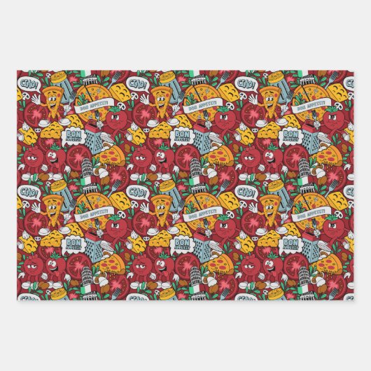 coole pizza party inpakpapier vel (Voorkant)