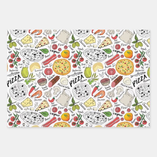 coole pizza party inpakpapier vel (Voorkant)