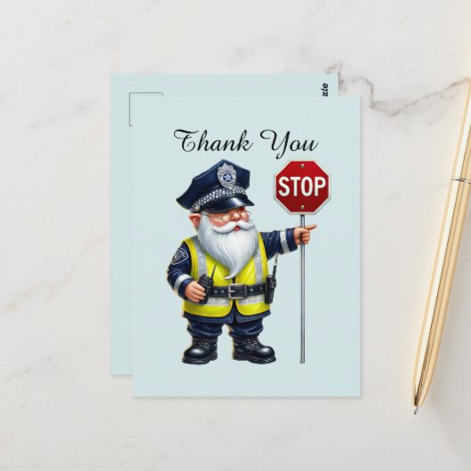 Coole politie bedankt briefkaart (Voorkant / Achterkant in situ)