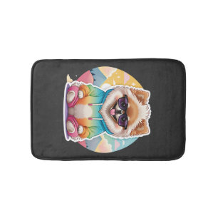 Coole Pomeranian in regenboog hoodie Badmat