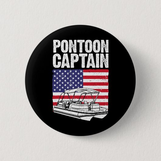 Coole Pontonboot Kapitein Kunst Voor Mannen Vrouwe Ronde Button 5,7 Cm (Voorkant)