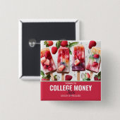 COOLE POPSICLES, Tips gewaardeerd, College geld Vierkante Button 5,1 Cm (Voorkant /achterkant)