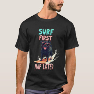 Coole Pug Surfende Hond T-shirt