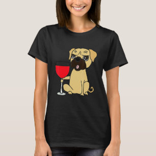 Coole Pugs hond drinkt rode wijn honden T-shirt