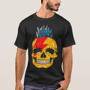 Coole Punk Rock Kleurrijke Schedel Met Mohawk Skel T-shirt