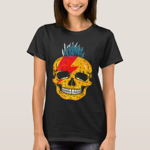Coole Punk Rock Kleurrijke Schedel Met Mohawk Skel T-shirt