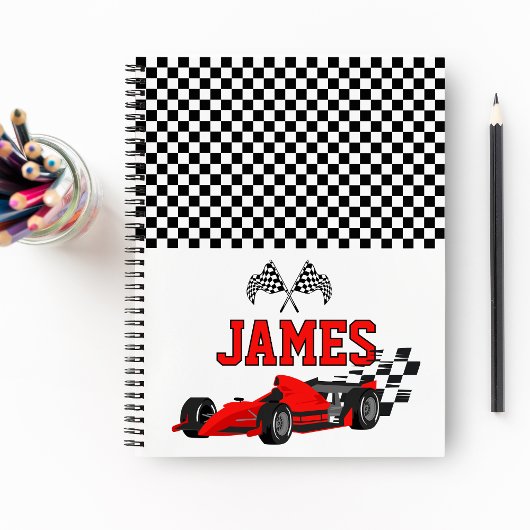 Coole raceauto jongen aangepaste naam gepersonalis notitieboek