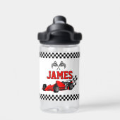 Coole raceauto jongen aangepaste naam gepersonalis waterfles (Achterkant)