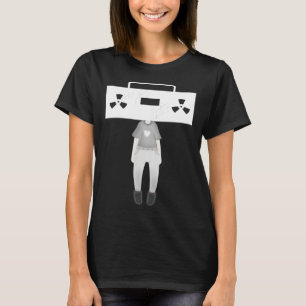 Coole Radioactieve Kid Boom Box Hoofd met Hart Out T-shirt