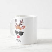 Coole rendier zonnebril Kerstmis aangepaste naam Koffiemok (Voorkant links)