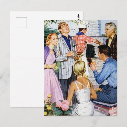 coole retro  bbq briefkaart (Voorkant / Achterkant)