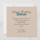 COOLE RETRO BIPLANE VERJAARDAGSTAART KAART (Achterkant)