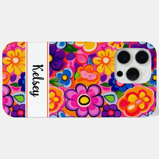 Coole Retro Bloem Personalized Case-Mate iPhone Case (Achterkant (horizontaal))