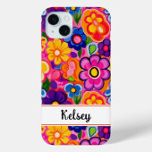 Coole Retro Bloem Personalized Case-Mate iPhone Case (Achterkant)