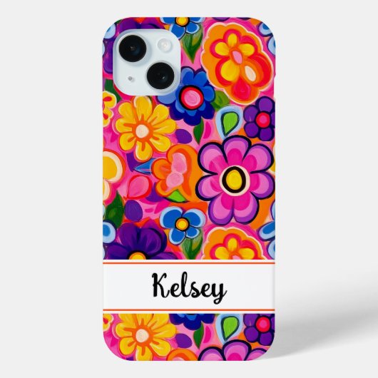 Coole Retro Bloem Personalized Case-Mate iPhone Case (Achterkant)